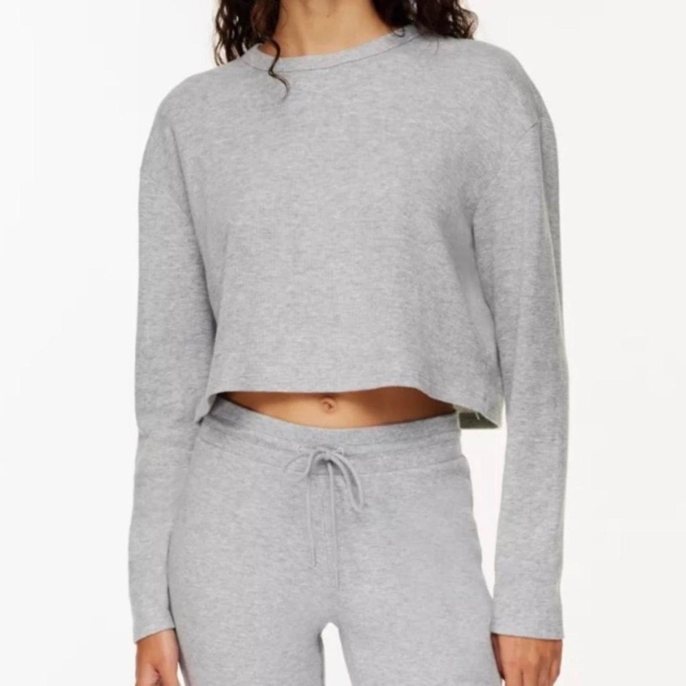 Aritzia sunday best Gray Ribbed Crop Top xsmall